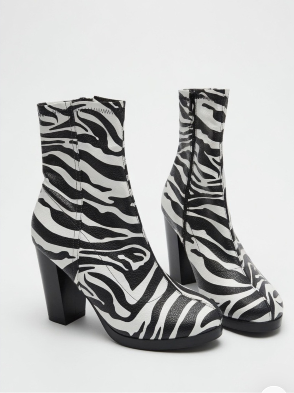 NEW ASOS Zebra Print Block Heel Ankle Boots